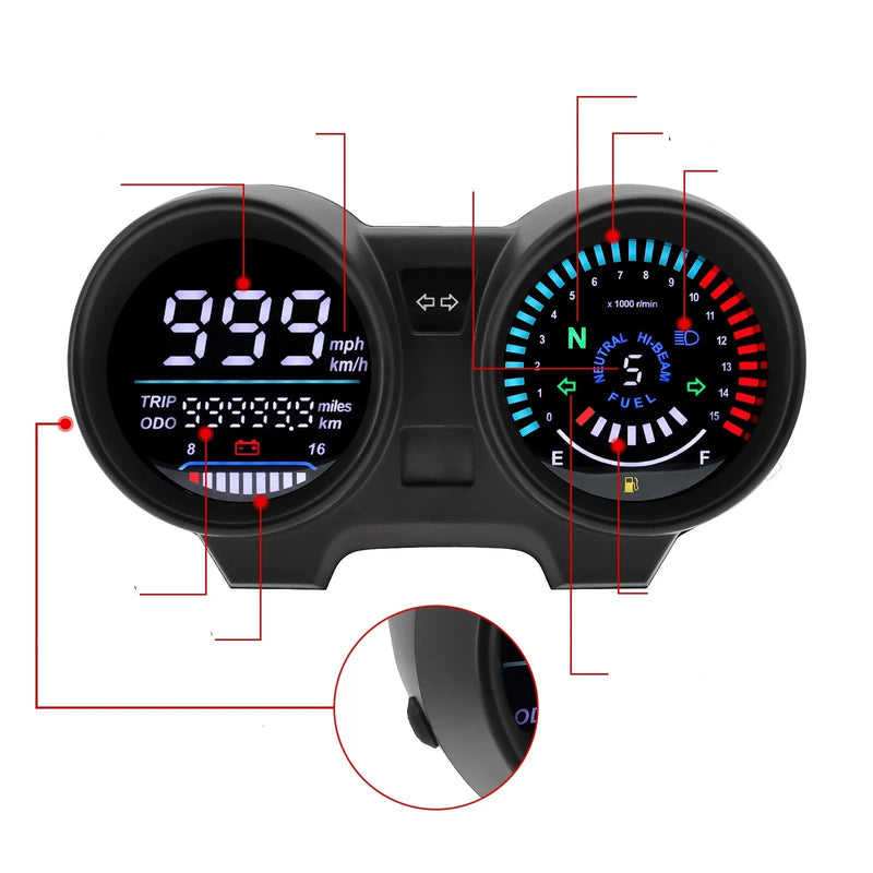 Painel,Velocimetro Digital em Led Eletrônico Universal para Motos e etc...