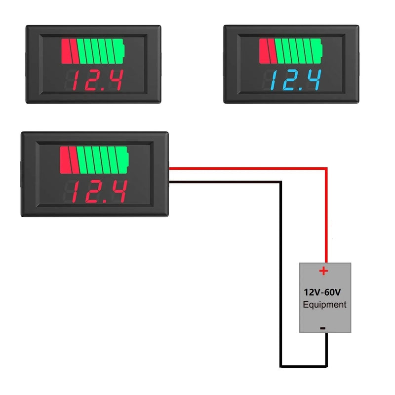 Voltímetro Digital Automotivo em LED DC 12v 24v 36v 48v 60v