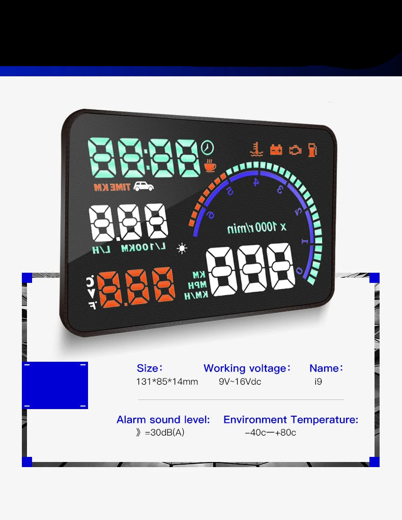 Velocimetro Painel Digital Projetor de Para-Brisa i9 HUD OBD2