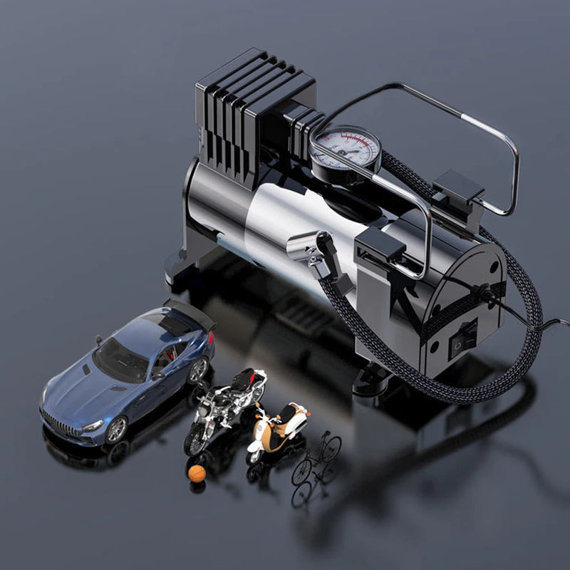 Mini Compressor de Ar Elétrico de 12 V com Medidor de Pressão Max 150 lb.