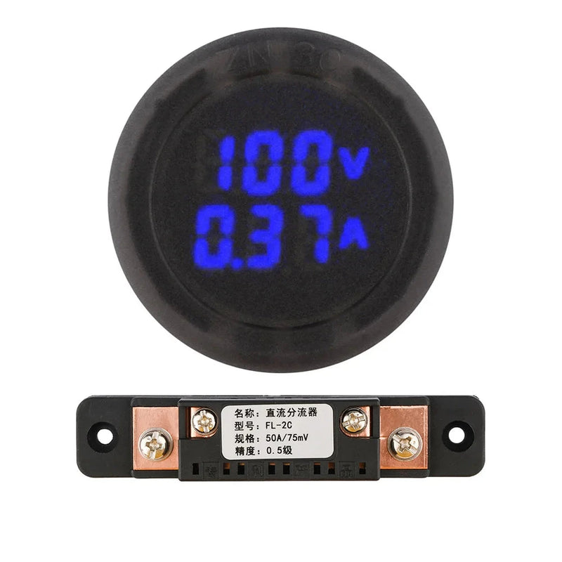 Display Digital Voltímetro Amperímetro Forma Redonda Alta Precisão DC 5V ~ 100V