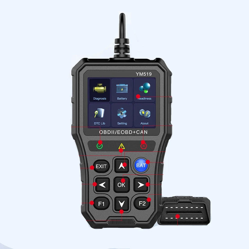 Scanner Automotivo Testador de Bateria Verificador de Sistema de Motor Leitor de Código de Falha