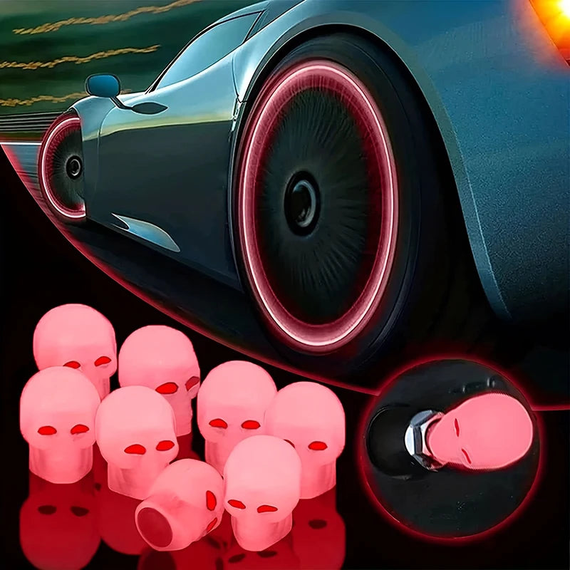 Tampas de válvula de pneu de carro fluorescentes de caveira