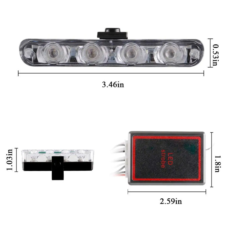 Luzes  de Led Estroboscópicas vermelho azul 12V