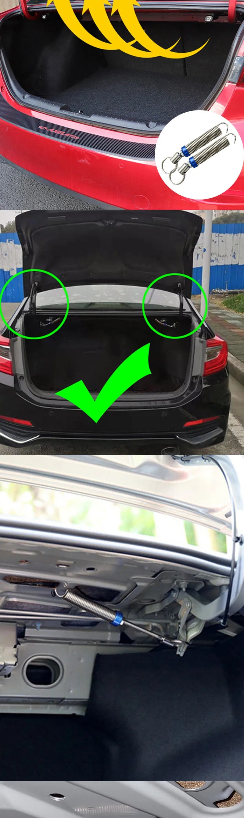 Porta-malas automático, Mola Ajustável de tração de reforço para Abertura automática.