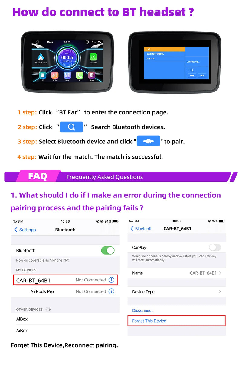 Velocimetro Painel Digital Carplay Android Prova D'Água para Motos