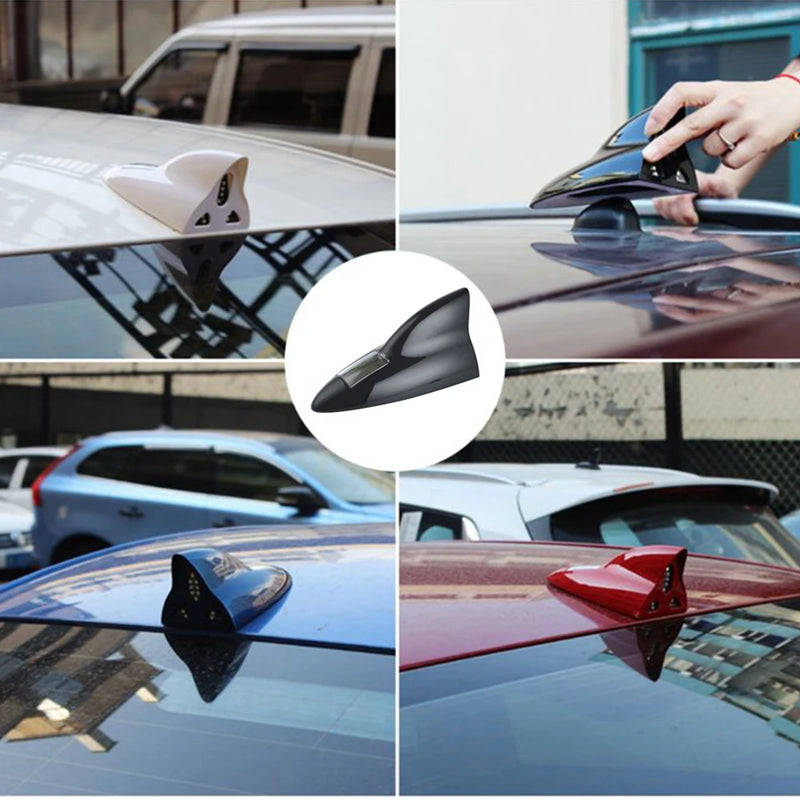 Antena Universal de Barbatana de Tubarão, Luz Solar para Carro, Luz Anticolisão