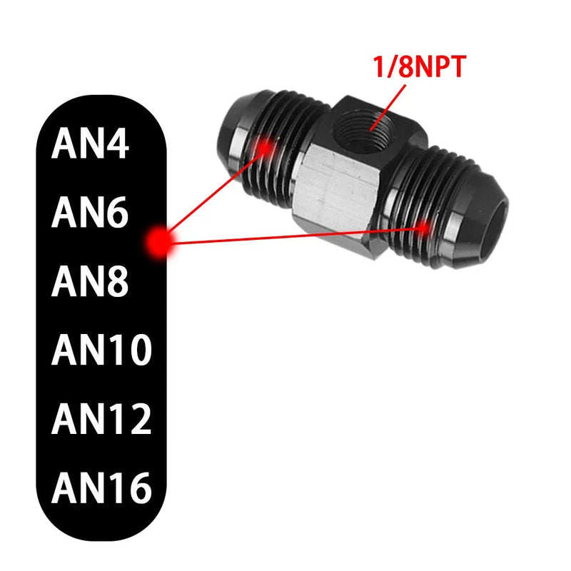 Adaptador Óleo Combustível em T AN4 AN6 AN8 AN10 AN12 Macho para Fêmea 1/8