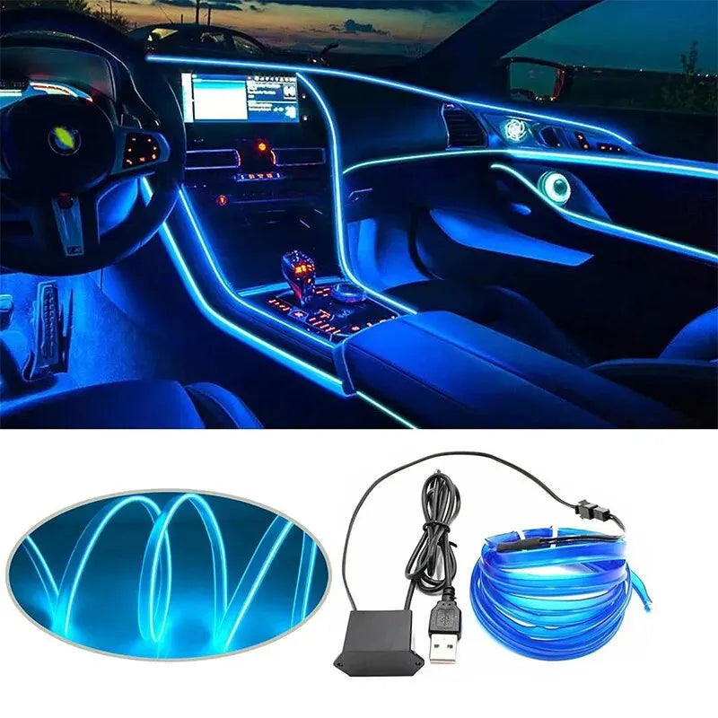 LED Car Interior Decoração Luz USB Faixa de Neon
