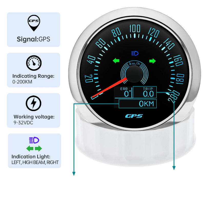 Velocimetro Painel Digital GPS 7 Cores 85mm