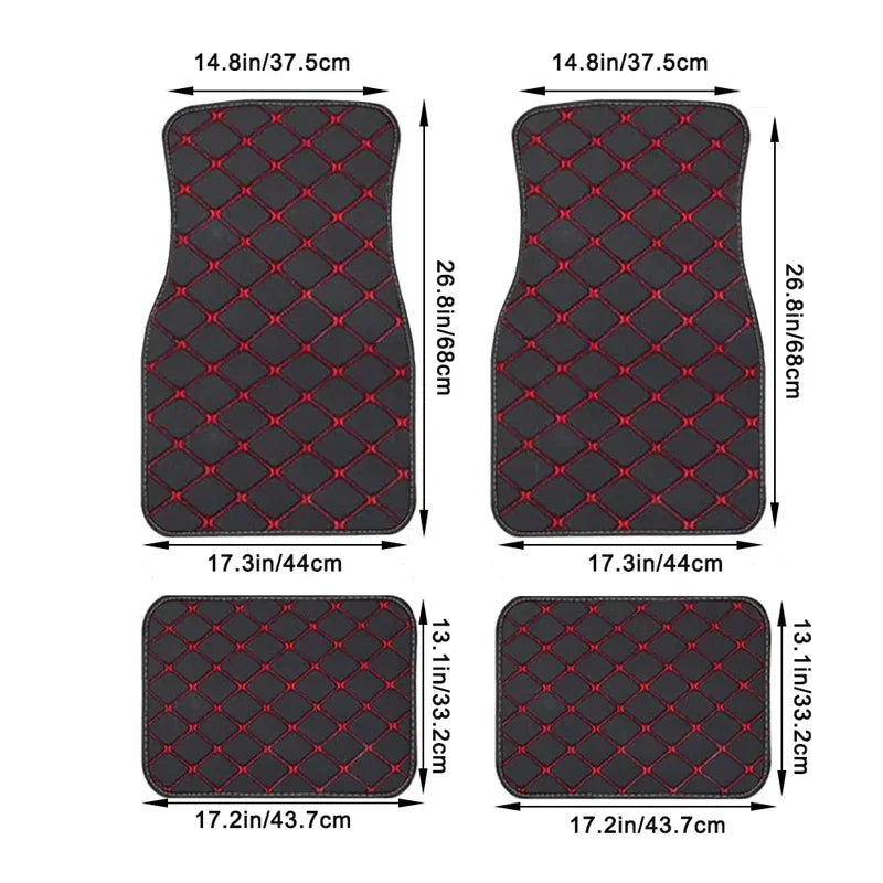 Tapetes de carro 4 peças universal couro PU à prova d'água Fibra sintética