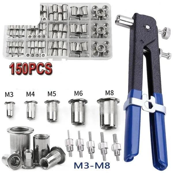 Pistola de porca de rebite Rebitadeira. 150PCS Kit