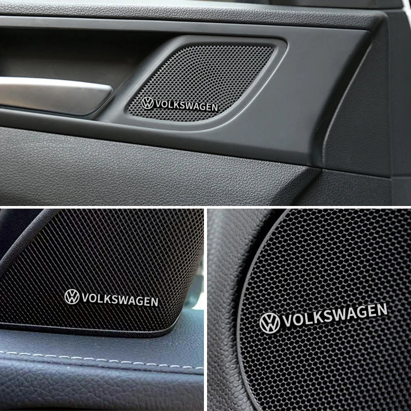 Adesivos para alto-falante de alumínio 3D VW Volkswagen Golf Polo Passat Touran 4 Peças