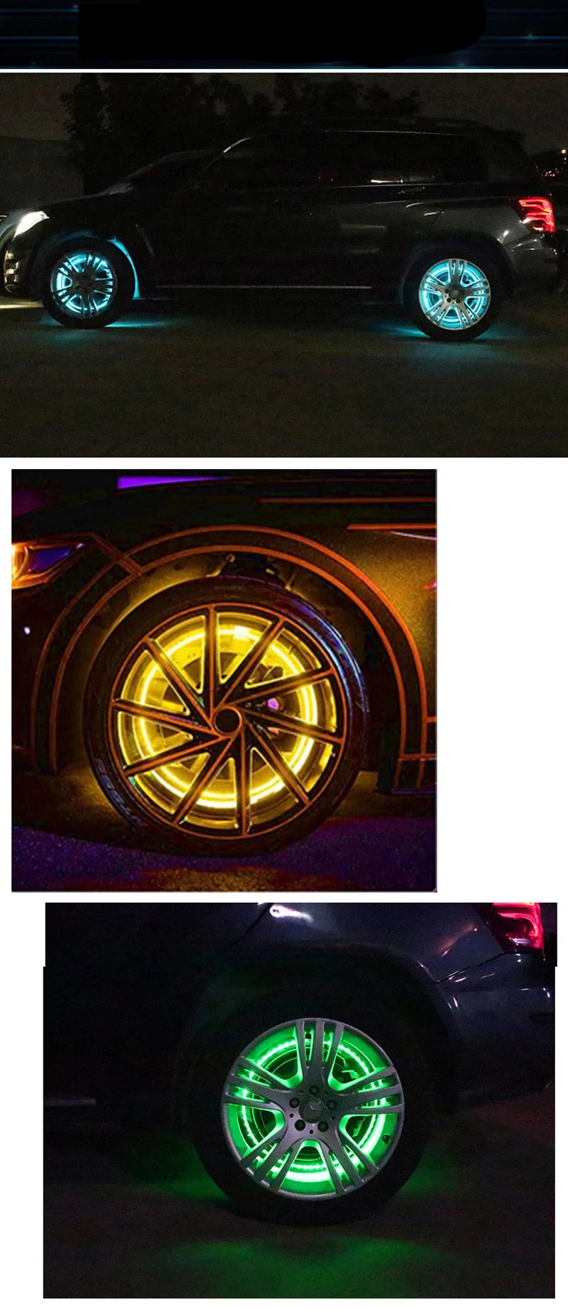 Kit de Lâmpada Led de Cubo de Carro RGB,à Prova D'água,controle Remoto