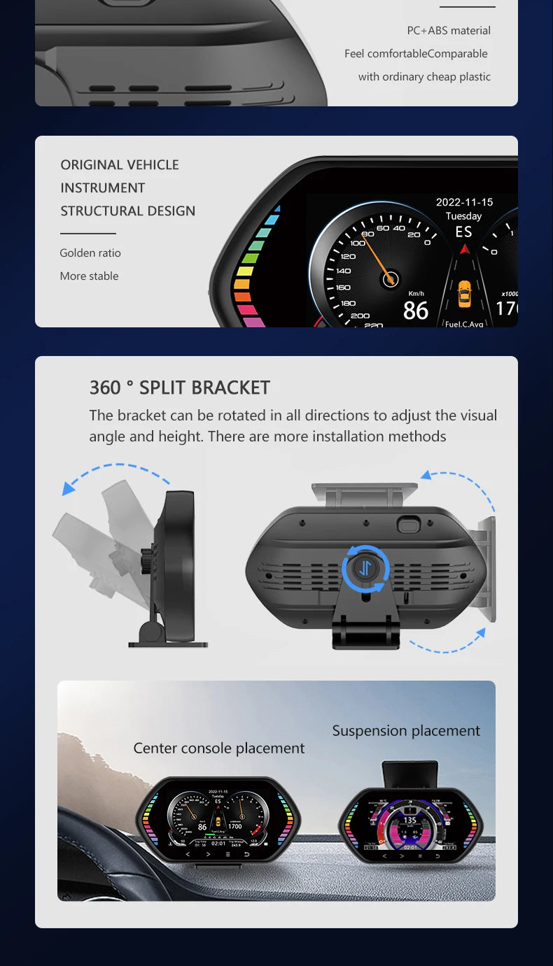 Velocímetro Painel Digital HUD OBD2 após 2008
