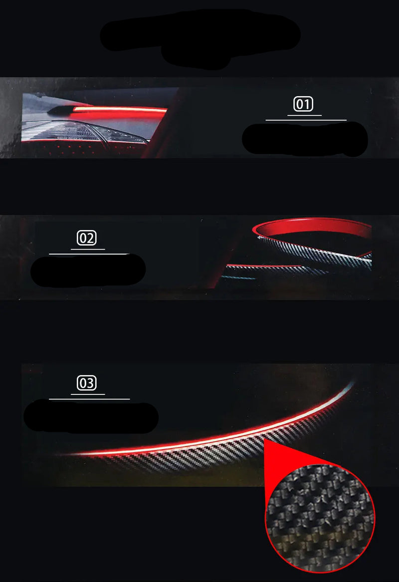 Spoiler Traseiro cm Luz Led De Freio 120cm 12V