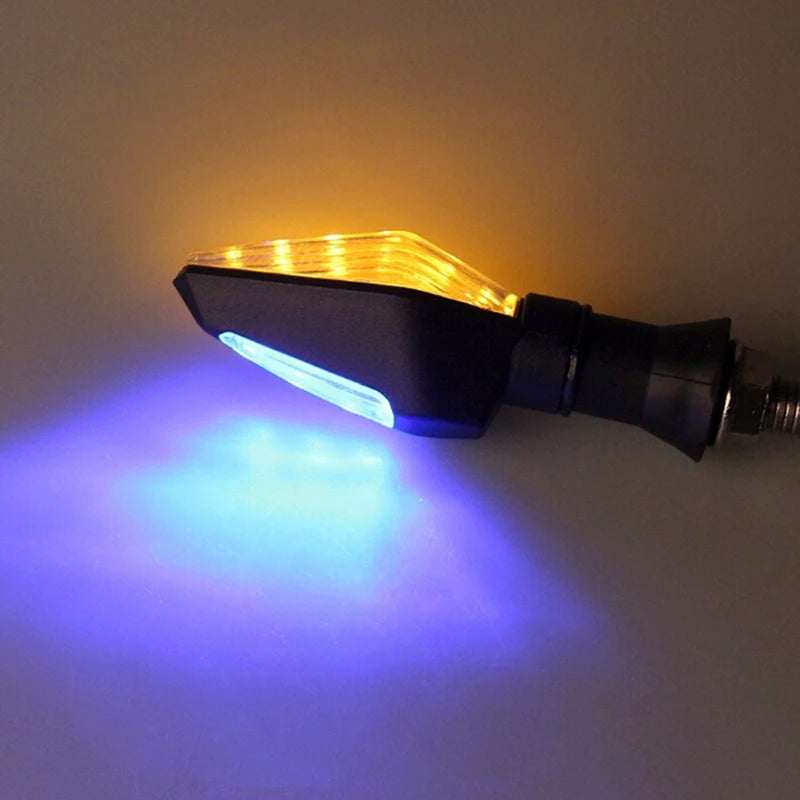 Pisca-pisca para Motocicleta 12LED (1 peça) Âmbar+Azul Dupla Cor.