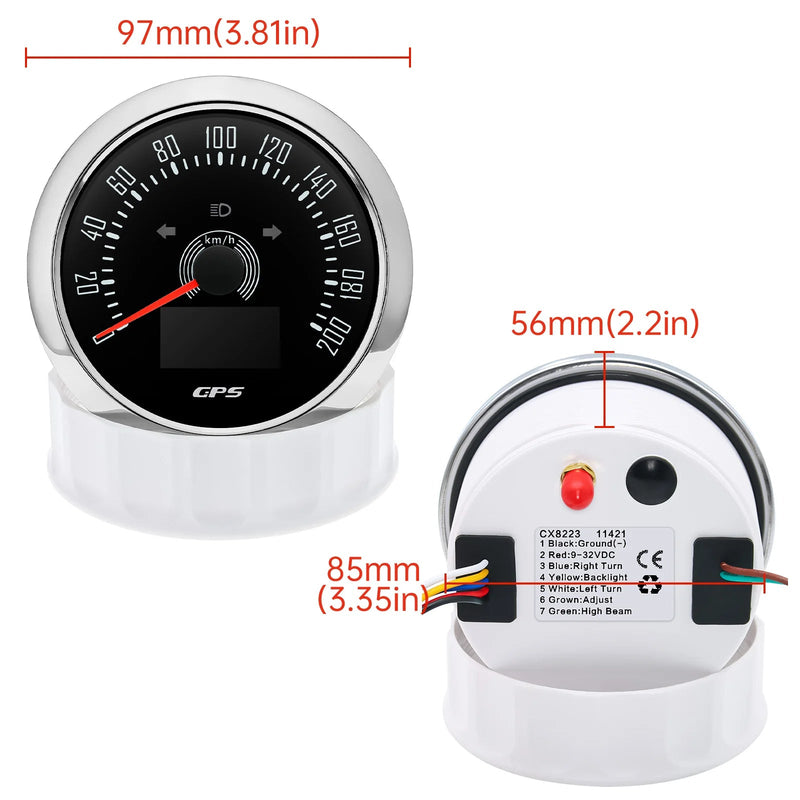 Velocimetro Painel Digital GPS 7 Cores 85mm