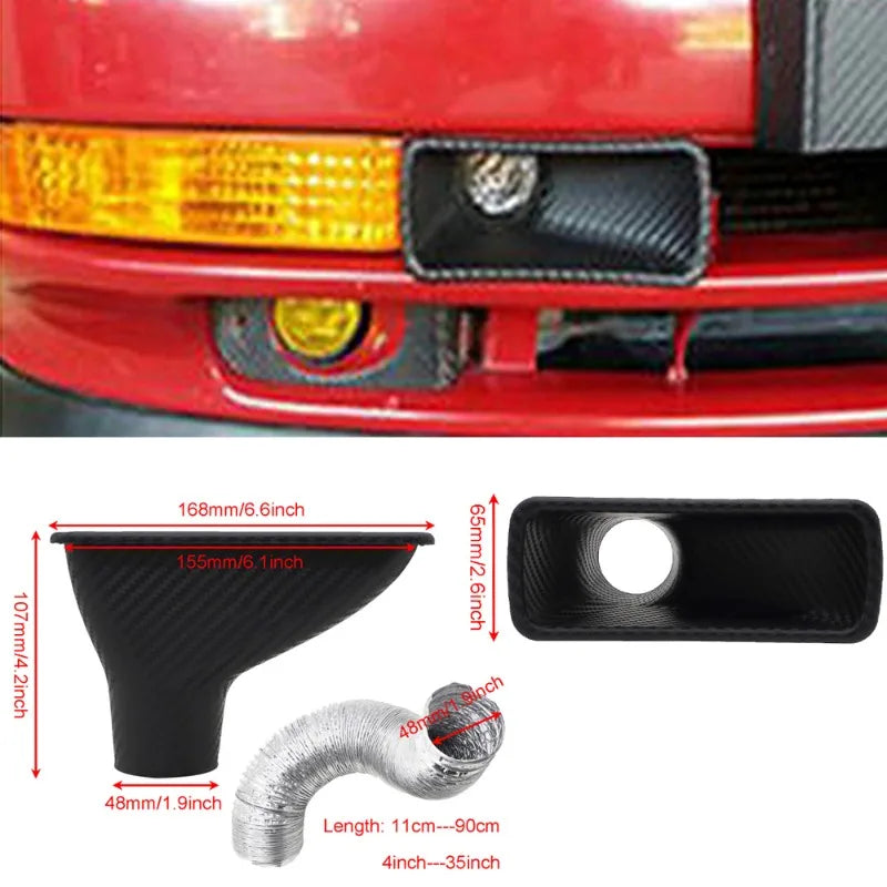 Kit Tubo de Ar Funil de Fibra de Carbono  Air Intake Pipe Inlet