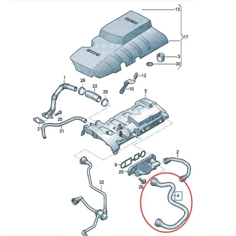 Válvula de Respiro do Cárter Tubo de Ventilação para VW Audi 2.0 TFSI