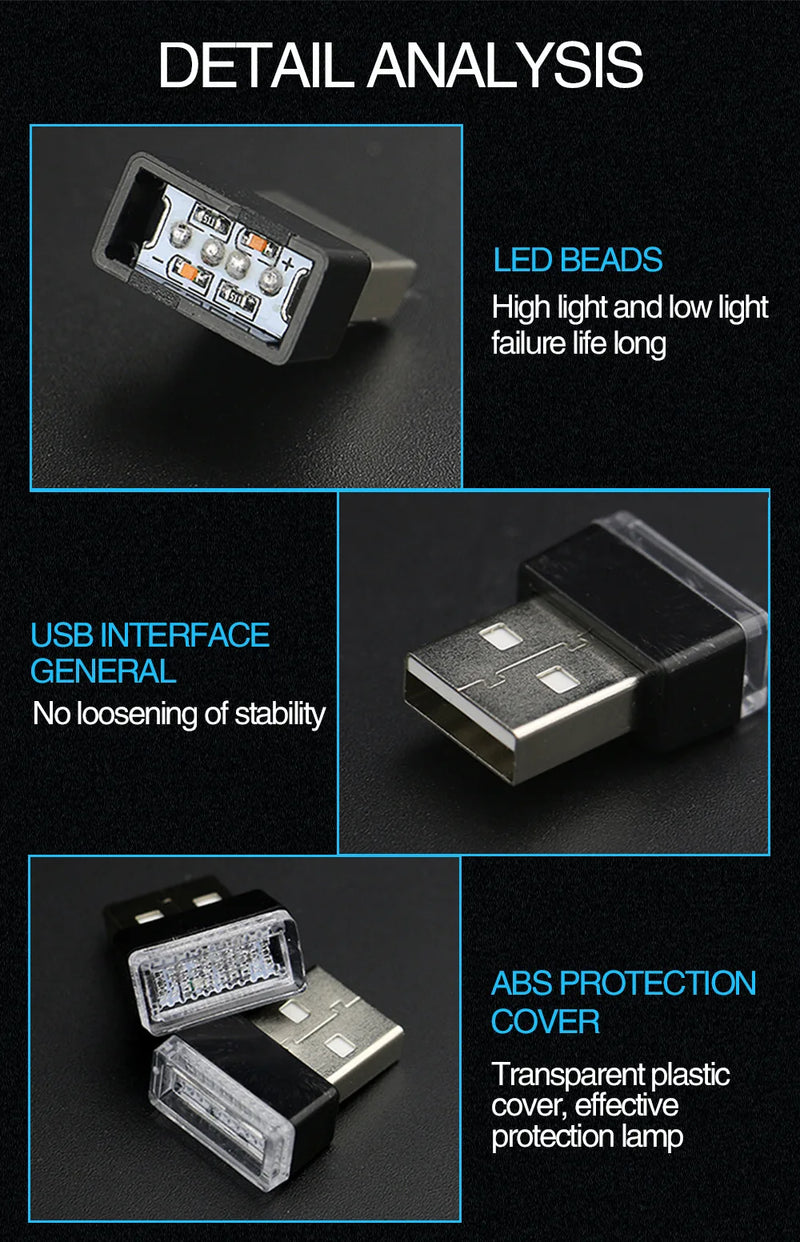 Mini USB LED Decoração Lâmpada Interior Do Carro