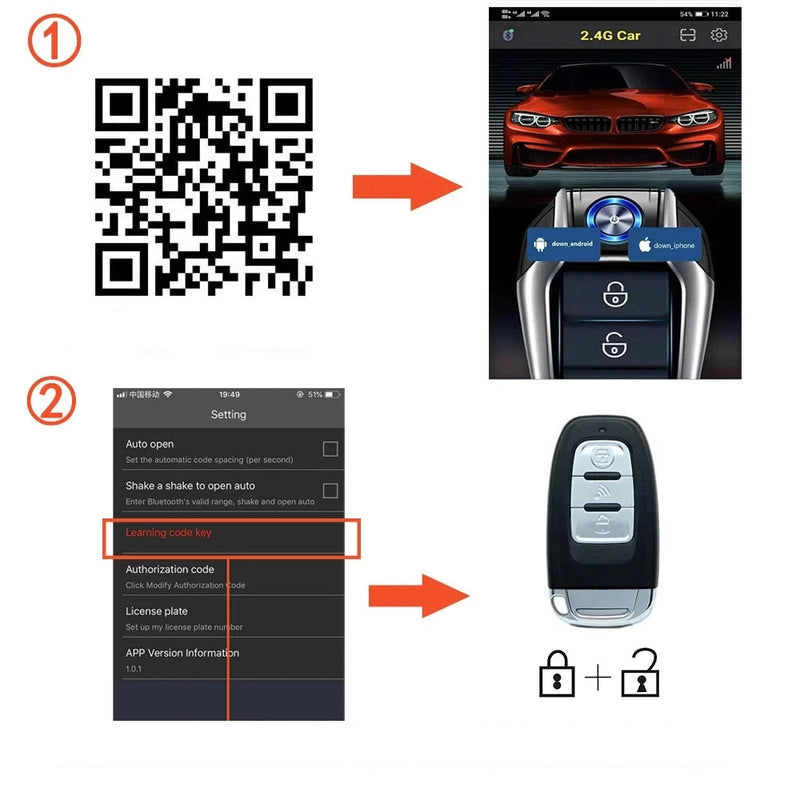 Alarme Universal para Carro, Sistema de Partida Automática no Controle Remoto