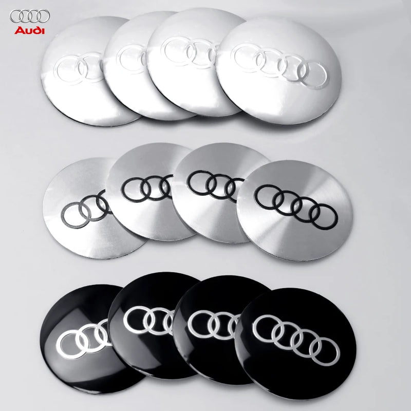 Calotas de Roda Adesivo Emblema AUDI 4 peças 56/60/65/68mm