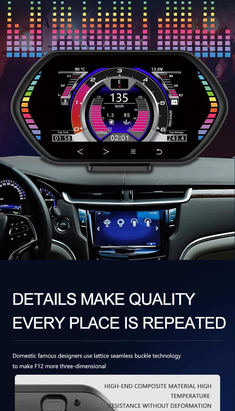 Velocímetro Painel Digital HUD OBD2 após 2008