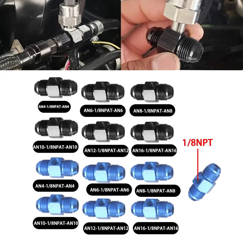 Adaptador Óleo Combustível em T AN4 AN6 AN8 AN10 AN12 Macho para Fêmea 1/8