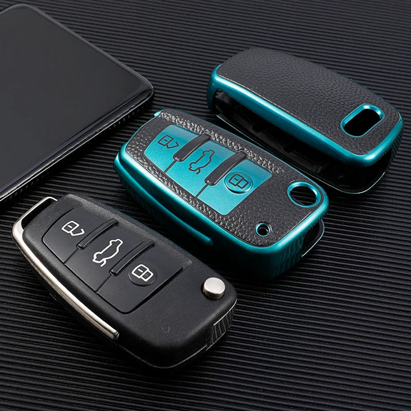 Capa de couro TPU para chave dobrável de carro Universal