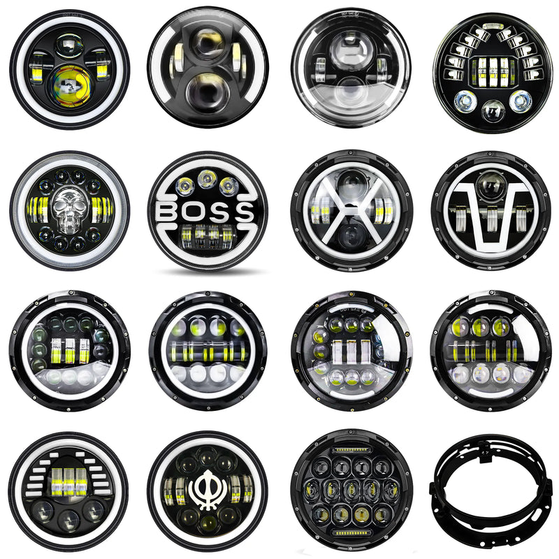 Farol redondo LED para motocicleta