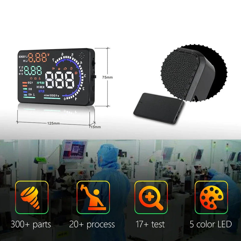 Velocimetro Painel LED Projetor de Para-Brisa OBD2