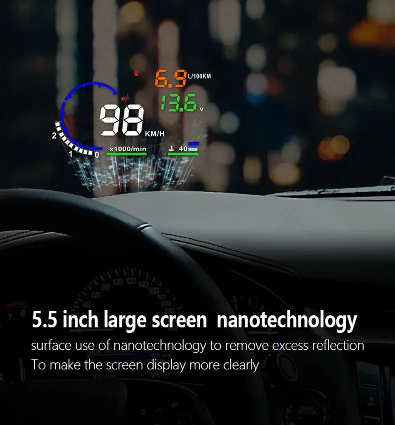 Velocimetro Painel LED Projetor de Para-Brisa OBD2