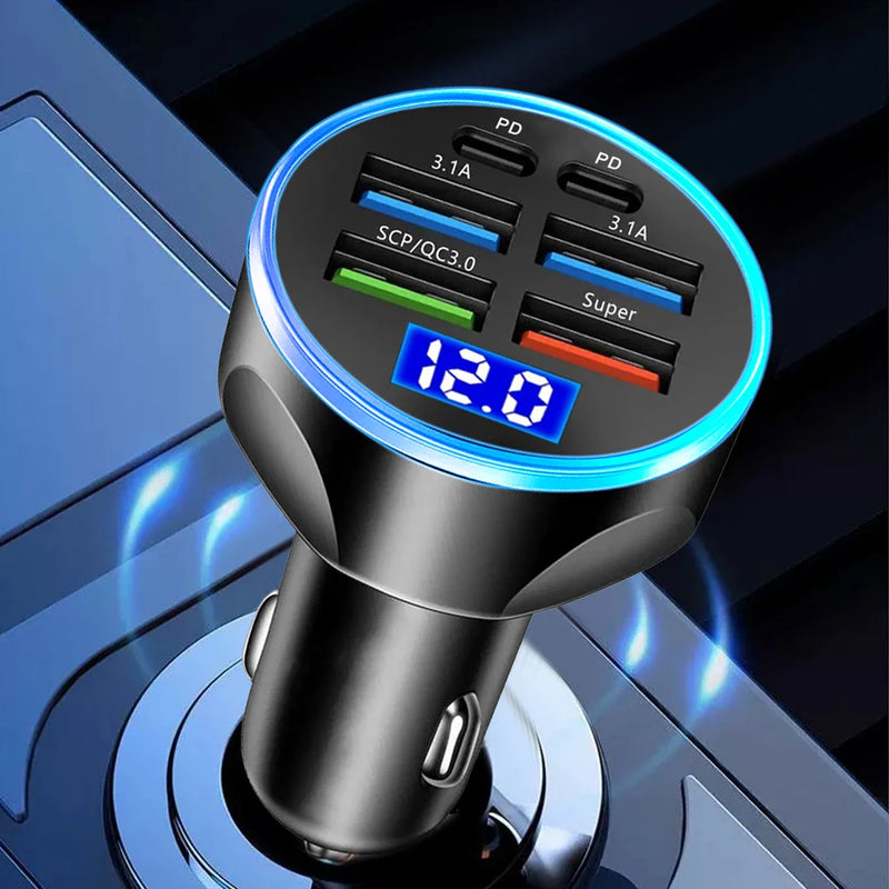 Carregamento Rápido com Visor Digital de 6 Portas