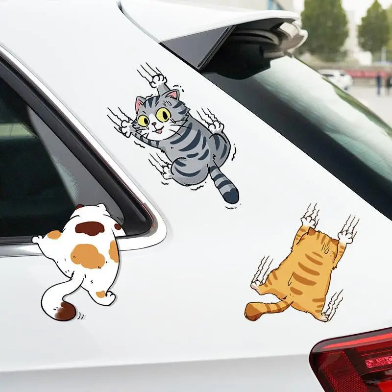 Adesivo de Carro Engraçado de Três Gatos