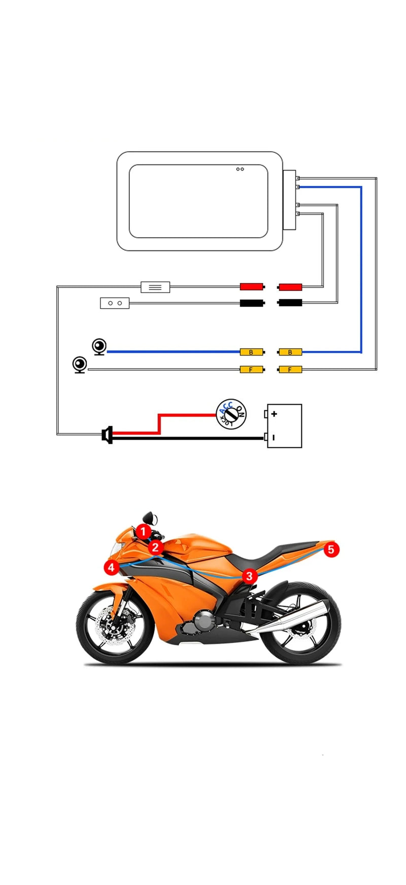 Câmera Dupla 1080P para Motos DVR  à Prova D'Água, WiFi GPS
