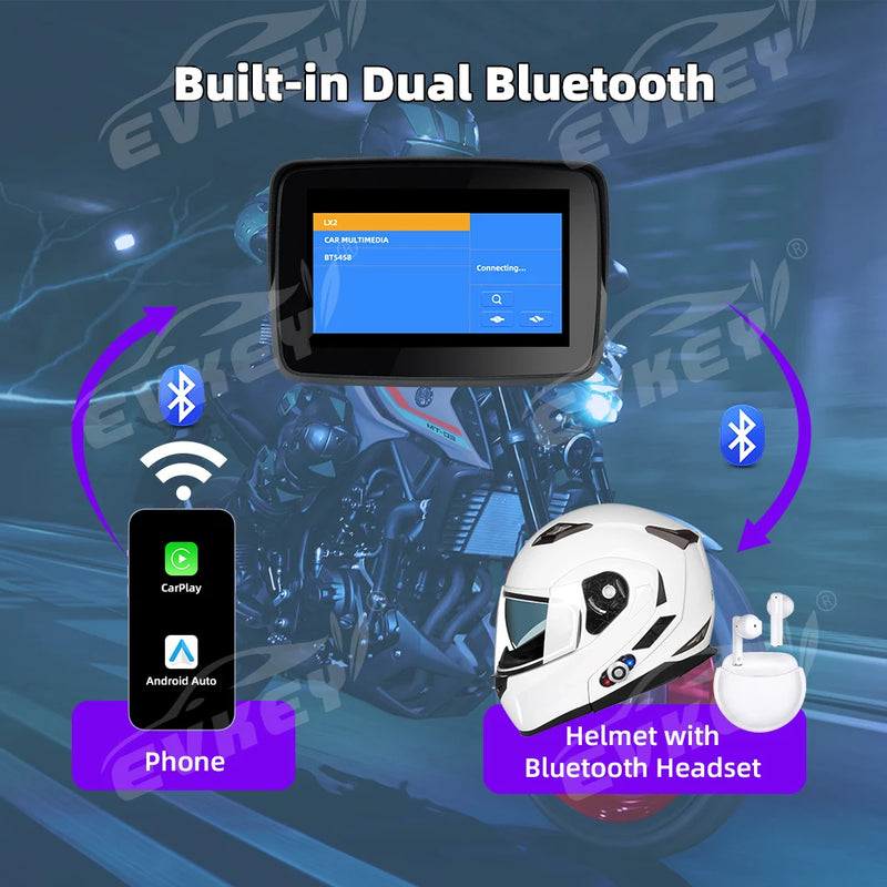 Velocimetro Painel Digital Carplay Android Prova D'Água para Motos