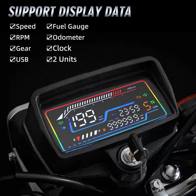 Velocímetro Painel Digital com Furo de Chave para Honda CG125-150
