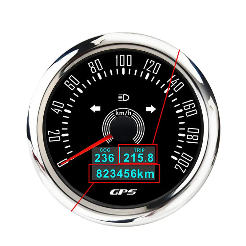 Velocimetro Painel Digital GPS 7 Cores 85mm