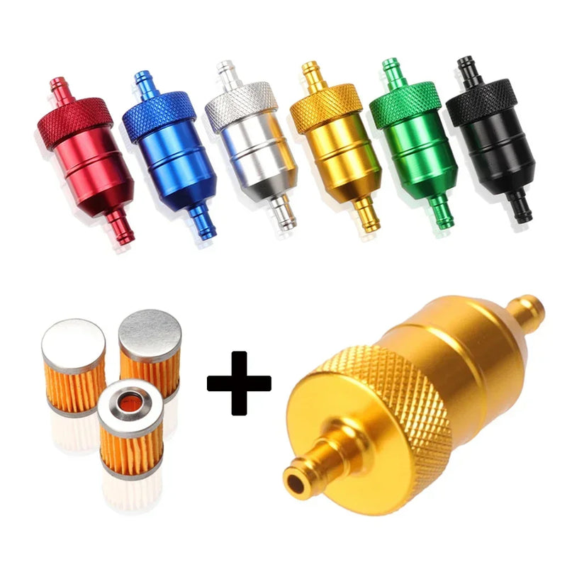 Filtro de Combustível Lavável Reutilizável para Motocicleta de Alumínio CNC de 8 mm