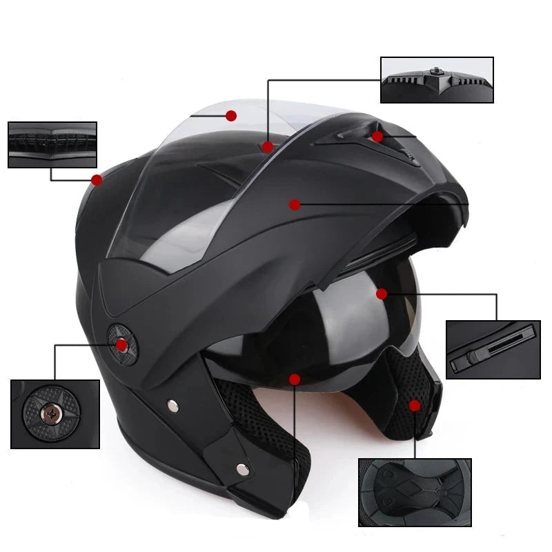 Capacete de motocicleta Lente dupla, Capacete de segurança Modular