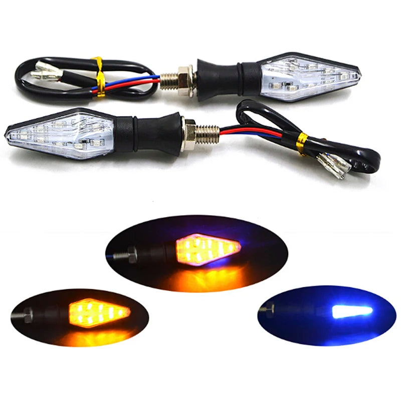 Pisca-pisca para Motocicleta 12LED (1 peça) Âmbar+Azul Dupla Cor.
