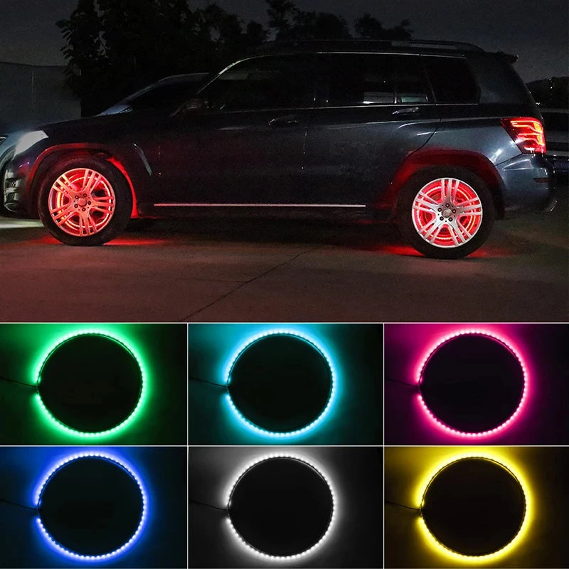 Kit de Lâmpada Led de Cubo de Carro RGB,à Prova D'água,controle Remoto