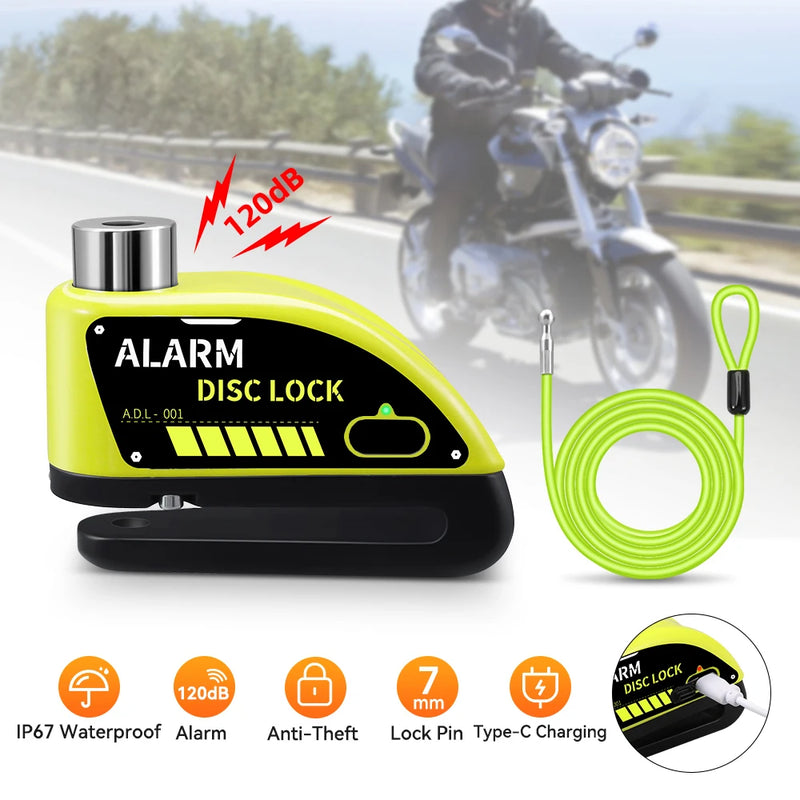 Trava de Disco a Prova D`água com Alarme Anti-Roubo de 110db