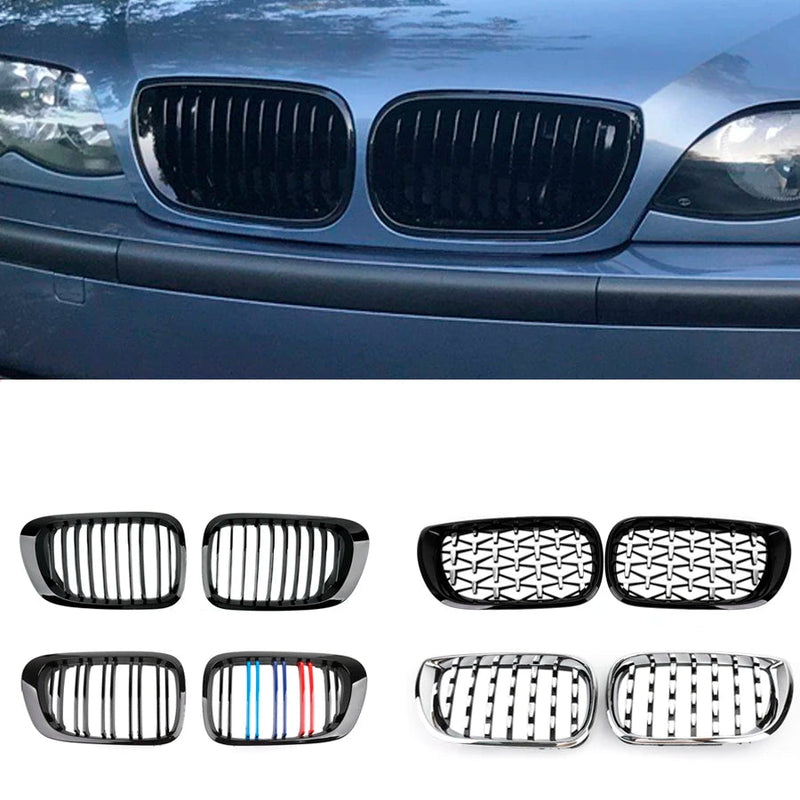 Carro Frente Rim Preto Grade para BMW E46 Grill