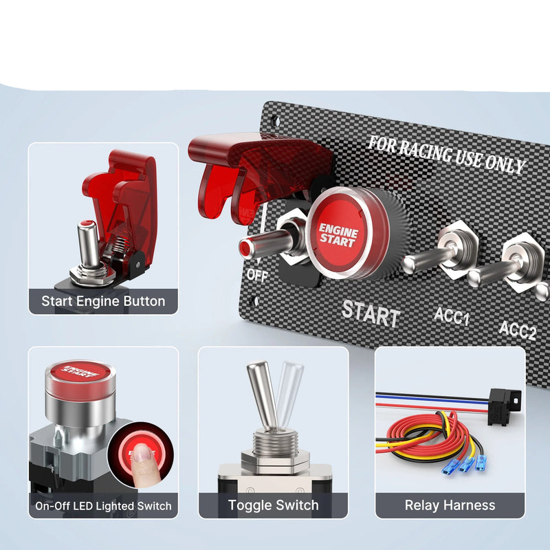 LED Painel de Interruptor de Alternância Varios botoes 5X1 Carbono