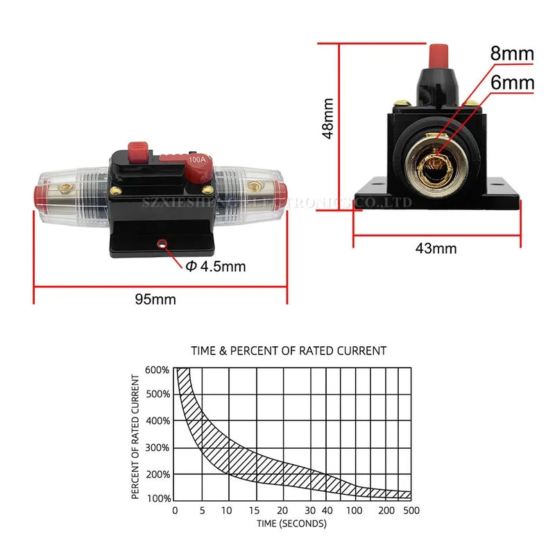 FUSIVEL\disjuntor 12-48V DC para carro barco e som automotivo