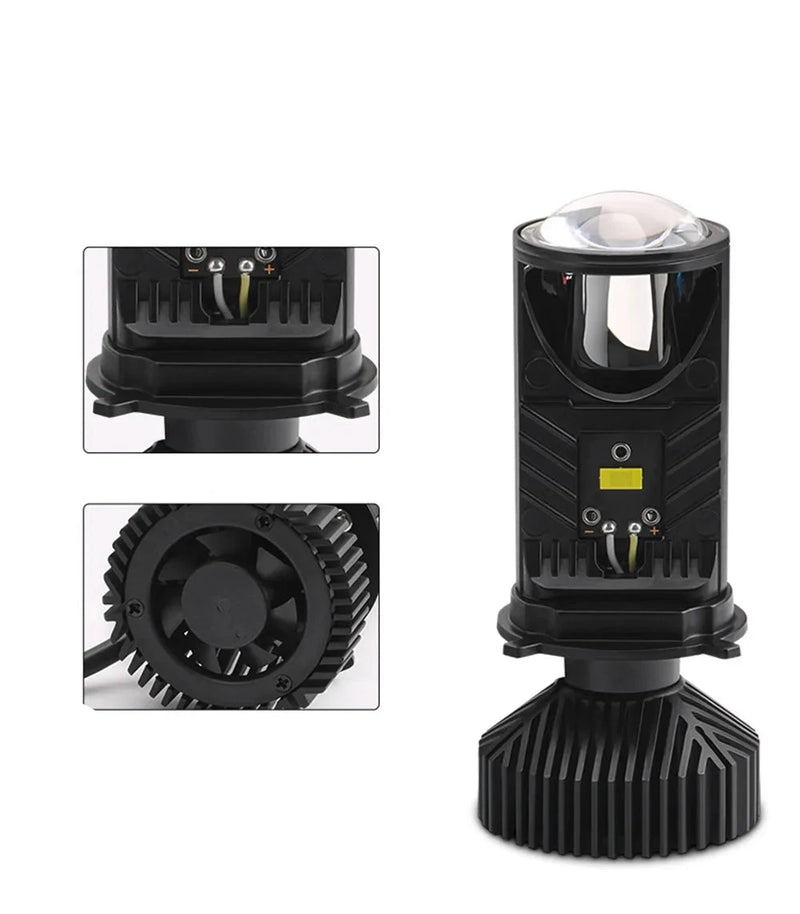 Farol Lente Projetor com Ventoinha H4 LED