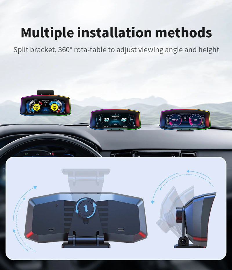Velocimetro Painel digital 6.2 Polegadas OBD2 GPS Computador de Bordo top