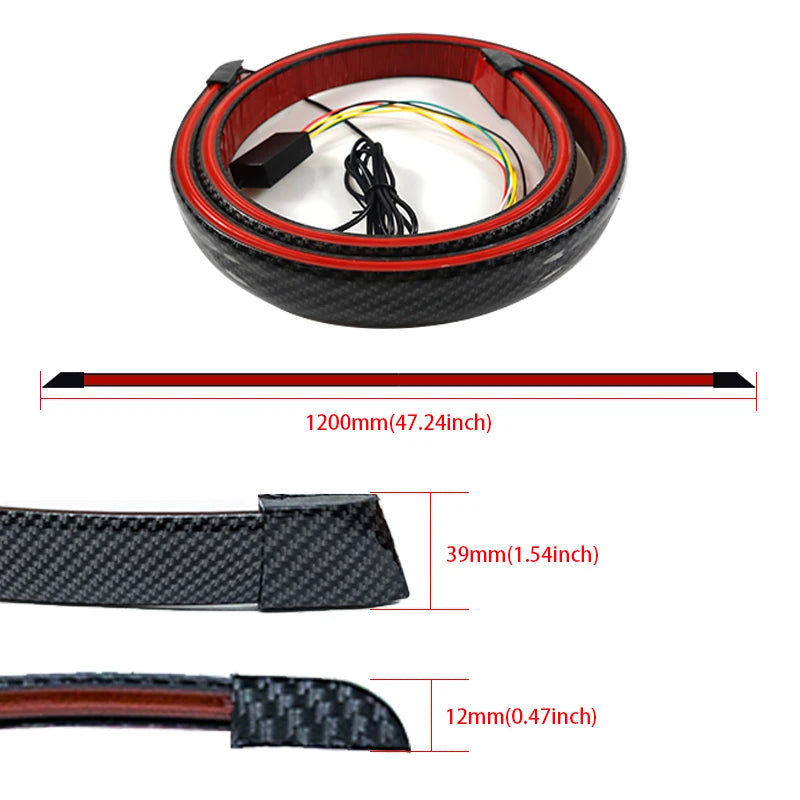 Spoiler Traseiro cm Luz Led De Freio 120cm 12V